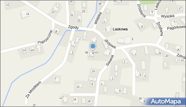 Laskowa, Zdrojowa, 6, mapa Laskowa