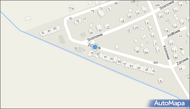 Łosice, Zdrowa, 73, mapa Łosice