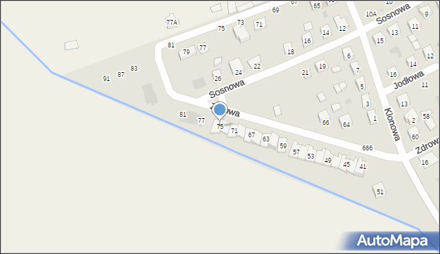 Łosice, Zdrowa, 75, mapa Łosice