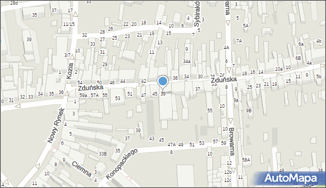 Łowicz, Zduńska, 39, mapa Łowicza