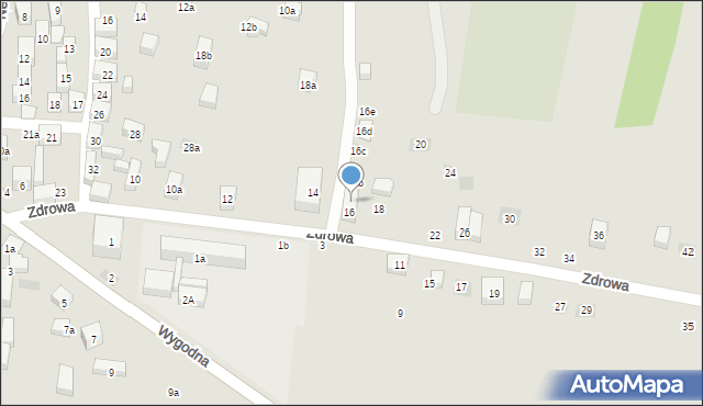 Lublin, Zdrowa, 16a, mapa Lublina