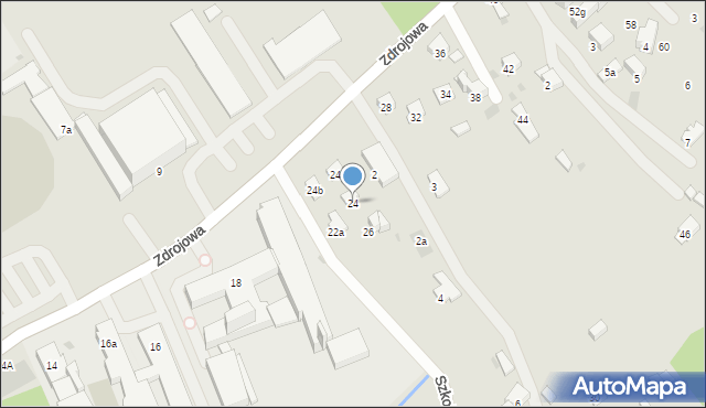 Myślenice, Zdrojowa, 24, mapa Myślenice