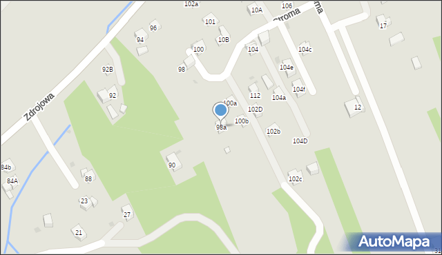 Myślenice, Zdrojowa, 98a, mapa Myślenice