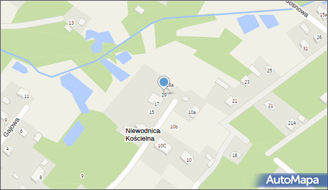 Niewodnica Kościelna, Zdrojowa, 19, mapa Niewodnica Kościelna