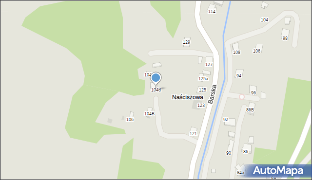 Nowy Sącz, Zdrojowa, 104d, mapa Nowego Sącza