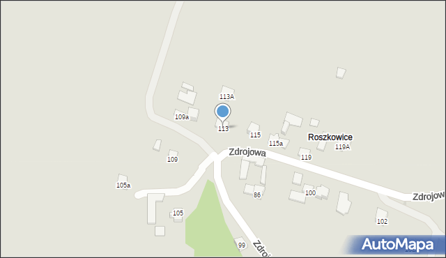 Nowy Sącz, Zdrojowa, 113, mapa Nowego Sącza