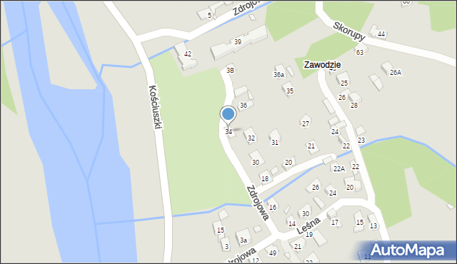 Piwniczna-Zdrój, Zdrojowa, 34, mapa Piwniczna-Zdrój