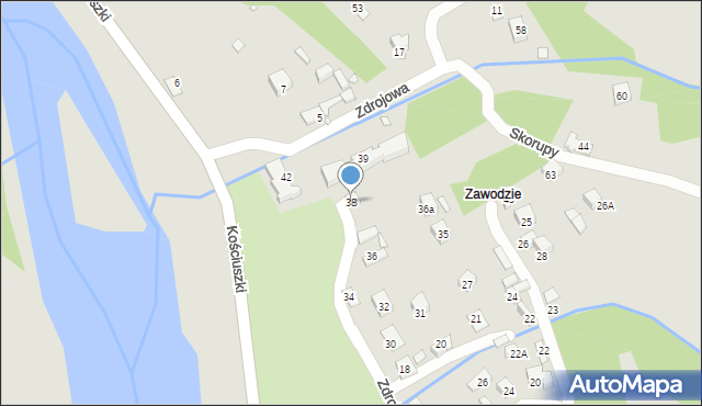 Piwniczna-Zdrój, Zdrojowa, 38, mapa Piwniczna-Zdrój