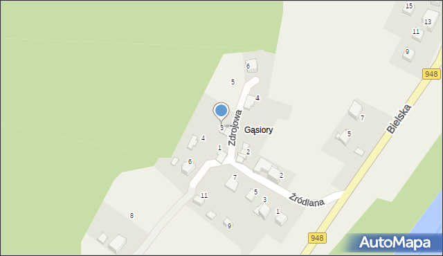 Porąbka, Zdrojowa, 3, mapa Porąbka