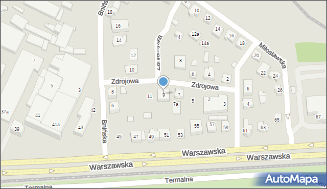 Poznań, Zdrojowa, 9, mapa Poznania