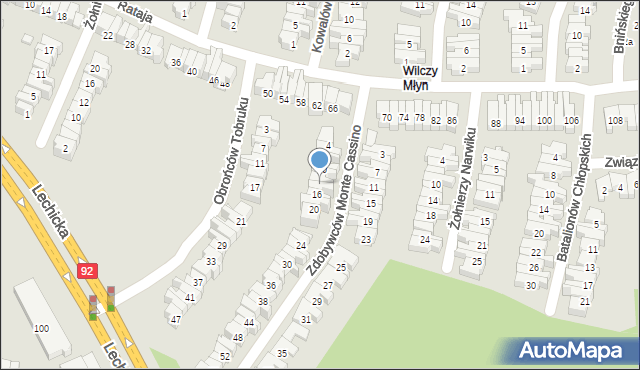 Poznań, Zdobywców Monte Cassino, 14, mapa Poznania