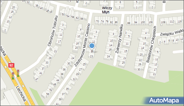 Poznań, Zdobywców Monte Cassino, 21, mapa Poznania