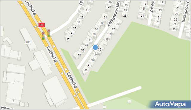 Poznań, Zdobywców Monte Cassino, 37, mapa Poznania