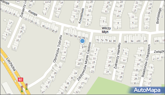 Poznań, Zdobywców Monte Cassino, 4, mapa Poznania