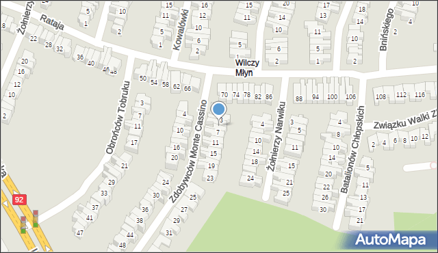 Poznań, Zdobywców Monte Cassino, 5, mapa Poznania