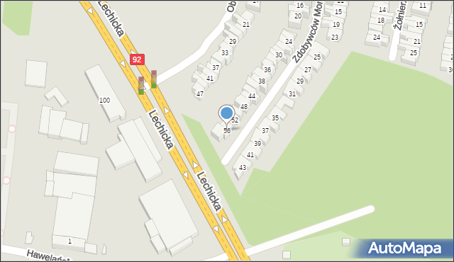 Poznań, Zdobywców Monte Cassino, 56, mapa Poznania