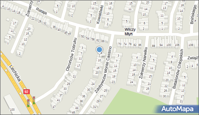 Poznań, Zdobywców Monte Cassino, 8, mapa Poznania