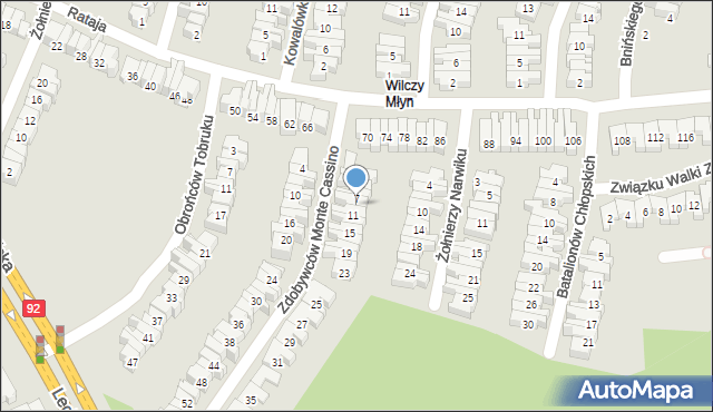 Poznań, Zdobywców Monte Cassino, 9, mapa Poznania