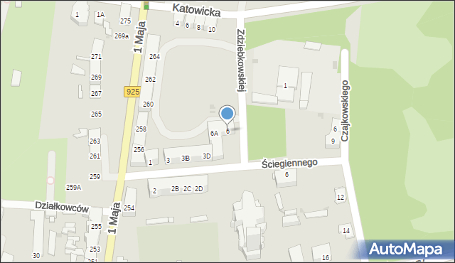 Ruda Śląska, Zdziebkowskiej Pelagii, 6, mapa Rudy Śląskiej