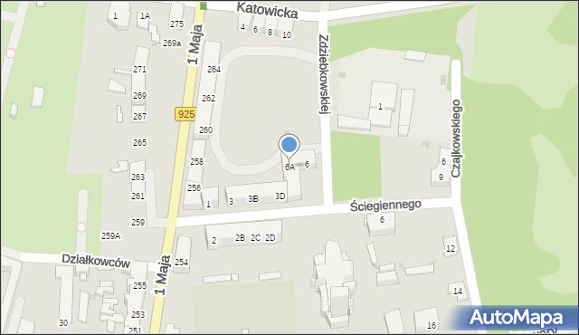 Ruda Śląska, Zdziebkowskiej Pelagii, 6A, mapa Rudy Śląskiej