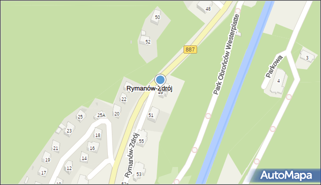 Rymanów-Zdrój, Zdrojowa, 49, mapa Rymanów-Zdrój