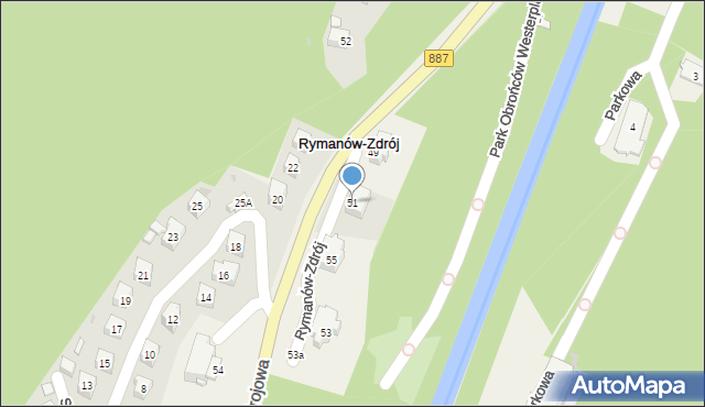 Rymanów-Zdrój, Zdrojowa, 51, mapa Rymanów-Zdrój