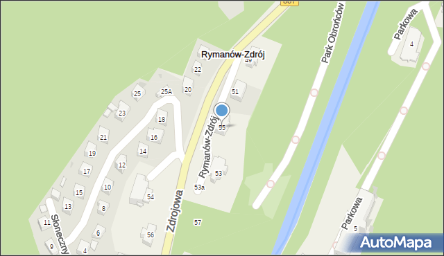 Rymanów-Zdrój, Zdrojowa, 55, mapa Rymanów-Zdrój