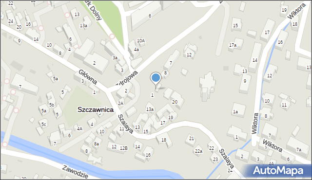 Szczawnica, Zdrojowa, 9, mapa Szczawnica