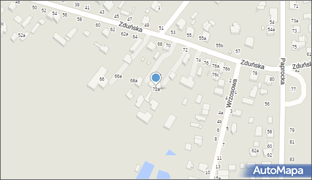 Zduńska Wola, Zduńska, 72a, mapa Zduńska Wola