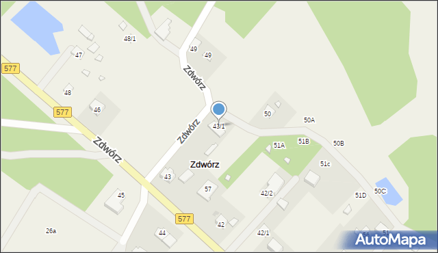 Zdwórz, Zdwórz, 43/1, mapa Zdwórz