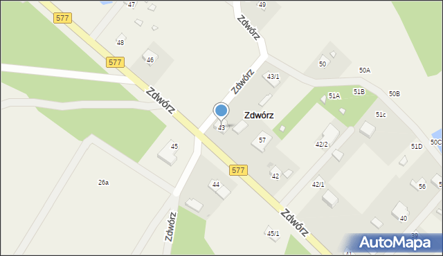 Zdwórz, Zdwórz, 43, mapa Zdwórz