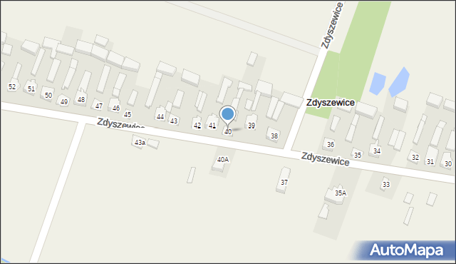 Zdyszewice, Zdyszewice, 40, mapa Zdyszewice