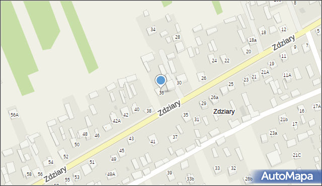 Zdziary, Zdziary, 36, mapa Zdziary