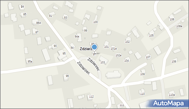 Zdziarzec, Zdziarzec, 97, mapa Zdziarzec