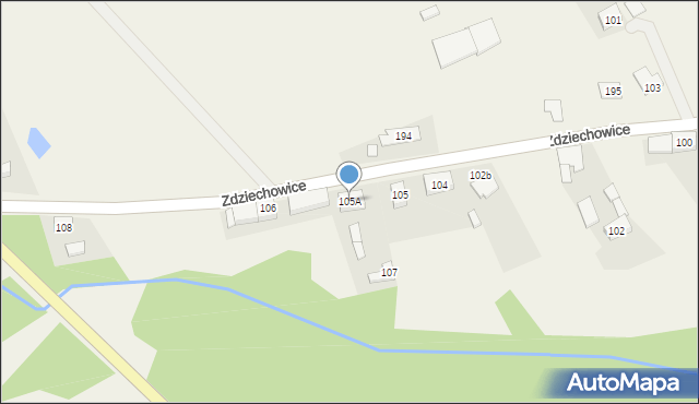 Zdziechowice, Zdziechowice, 105A, mapa Zdziechowice