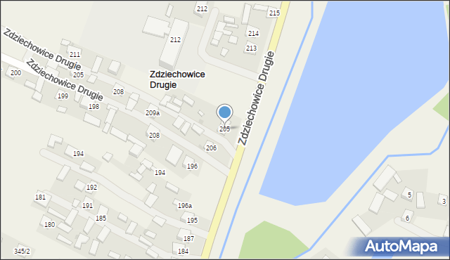 Zdziechowice Drugie, Zdziechowice Drugie, 205, mapa Zdziechowice Drugie