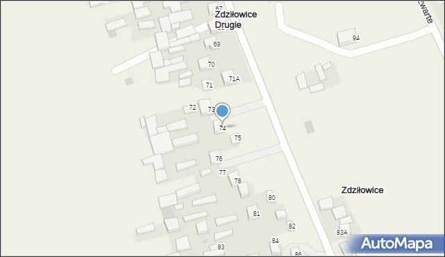 Zdziłowice, Zdziłowice Drugie, 74, mapa Zdziłowice