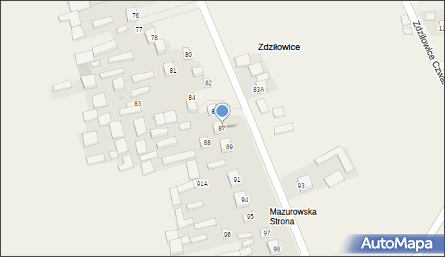 Zdziłowice, Zdziłowice Drugie, 87, mapa Zdziłowice