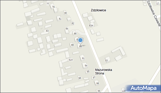 Zdziłowice, Zdziłowice Drugie, 89, mapa Zdziłowice