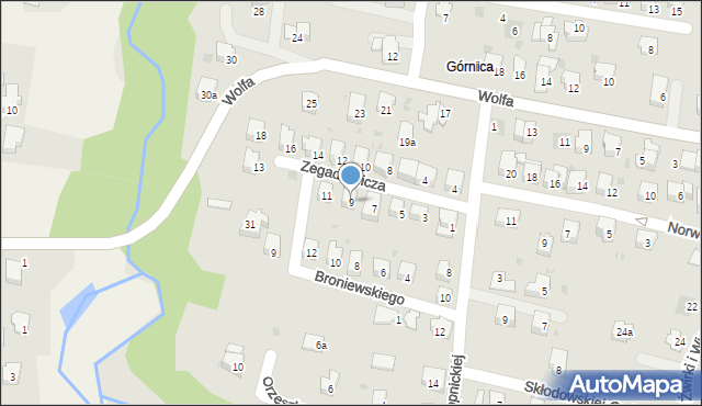 Andrychów, Zegadłowicza Emila, 9, mapa Andrychów