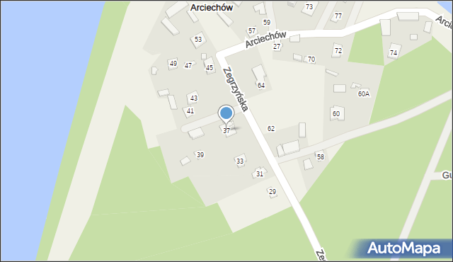 Arciechów, Zegrzyńska, 37, mapa Arciechów