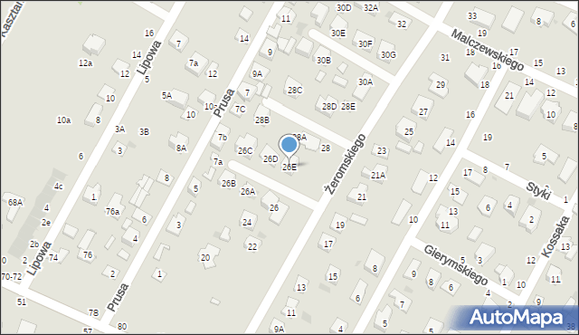 Biała Podlaska, Żeromskiego Stefana, 26E, mapa Białej Podlaskiej