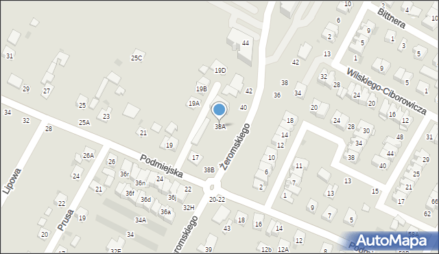Biała Podlaska, Żeromskiego Stefana, 38A, mapa Białej Podlaskiej