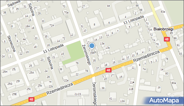 Białobrzegi, Żeromskiego Stefana, 33A, mapa Białobrzegi