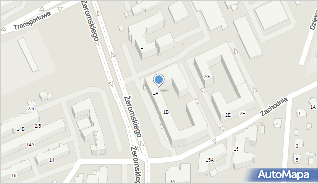 Białystok, Żeromskiego Stefana, 1A, mapa Białegostoku