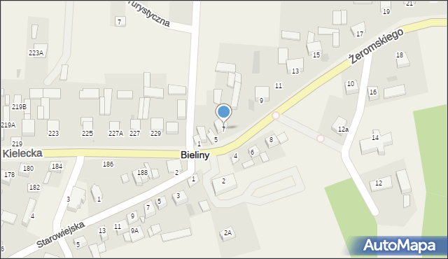 Bieliny, Żeromskiego Stefana, 7, mapa Bieliny