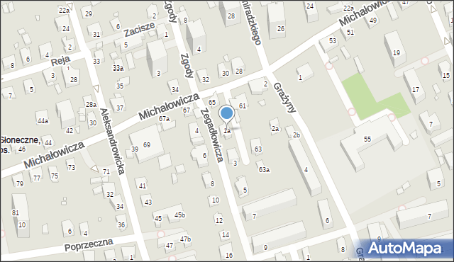 Bielsko-Biała, Zegadłowicza Emila, 1a, mapa Bielsko-Białej