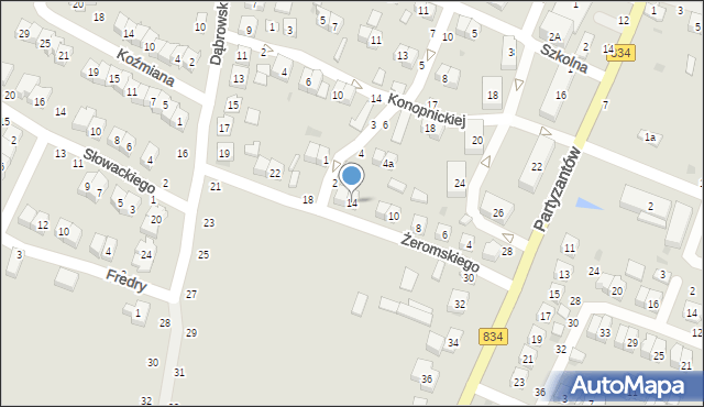 Bychawa, Żeromskiego Stefana, 14, mapa Bychawa