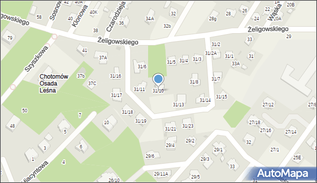 Chotomów, Żeligowskiego Lucjana, gen., 31/10, mapa Chotomów