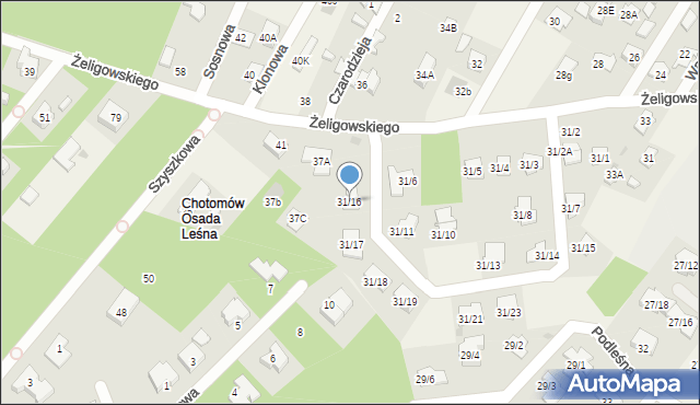 Chotomów, Żeligowskiego Lucjana, gen., 31/16, mapa Chotomów